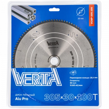 Диск пильный по алюминию 305x30/25,4х3.0/2.2x100T Alu Pro VERTA
