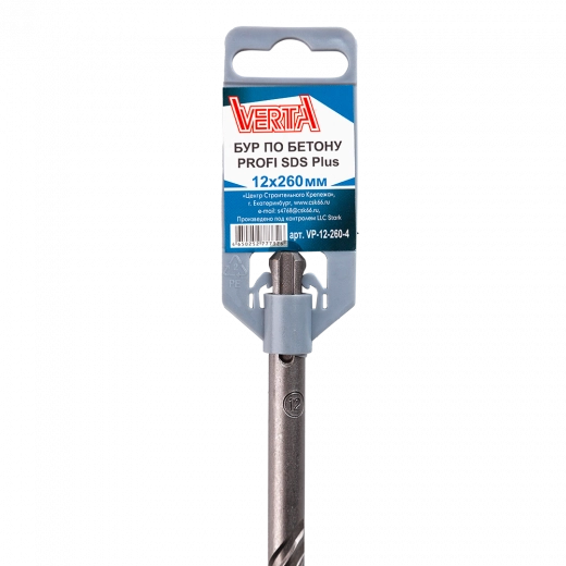 Бур по бетону SDS-plus 12х260мм VERTA Бур по бетону SDS-plus 12х260мм VERTA