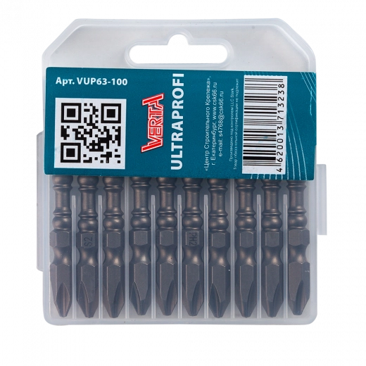 Биты двуxсторонние Ph2х65мм антивибрационные (10шт) ULTRAPROFI VERTA Биты двуxсторонние Ph2х65мм антивибрационные (10шт) ULTRAPROFI VERTA