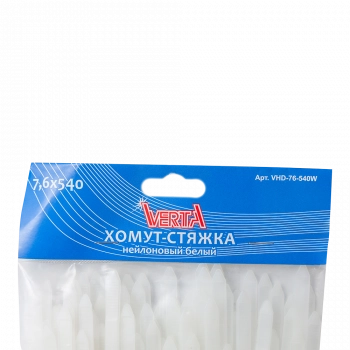 Хомут-стяжка 7,6х540мм нейлоновый белый VERTA