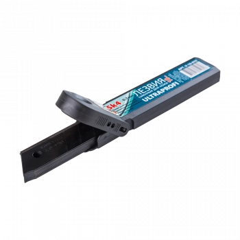 Лезвия 18мм отламывающиеся (10шт) черные толщина 0,7мм в пластиковой коробке ULTRAPROFI VERTA