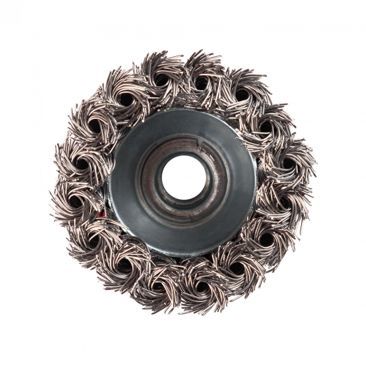 Щетка металлическая для УШМ  65мм/М14 чашка крученая проволока VERTA Щетка металлическая для УШМ  65мм/М14 чашка крученая проволока VERTA