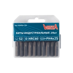 Биты Ph4х25мм (20шт) ULTRAPROFI VERTA