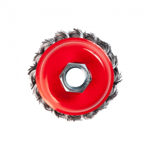 Щетка металлическая для УШМ  75мм/М14 чашка крученая проволока VERTA Щетка металлическая для УШМ  75мм/М14 чашка крученая проволока VERTA