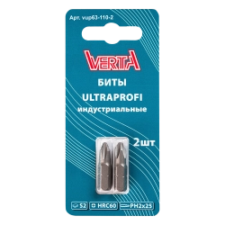 Биты Ph2х25мм (2шт) ULTRAPROFI VERTA