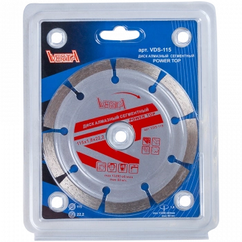 Диск алмазный 115х1,8х22,2мм сегментный сухой рез Power Top VERTA