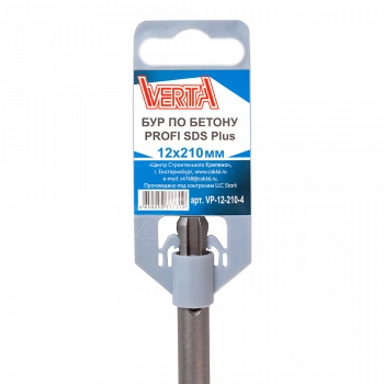 Бур по бетону SDS-plus 12х210мм 4 режущих кромки VERTA Бур по бетону SDS-plus 12х210мм 4 режущих кромки VERTA