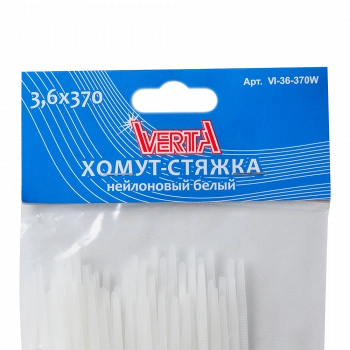 Хомут-стяжка 3,6х370мм нейлоновый белый VERTA Хомут-стяжка 3,6х370мм нейлоновый белый VERTA