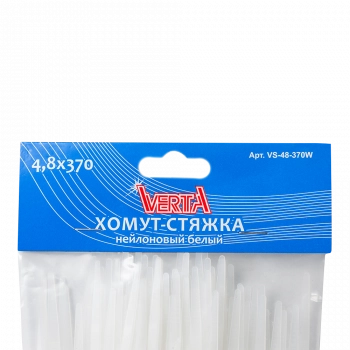 Хомут-стяжка 4,8х370мм нейлоновый белый VERTA Хомут-стяжка 4,8х370мм нейлоновый белый VERTA