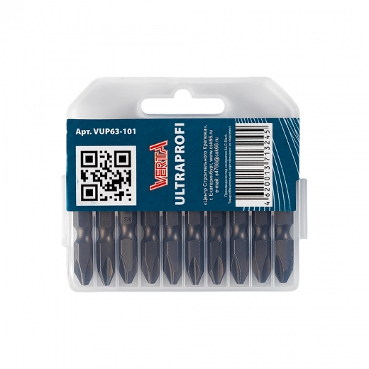 Биты двуxсторонние Ph2х50мм (10шт) ULTRAPROFI VERTA