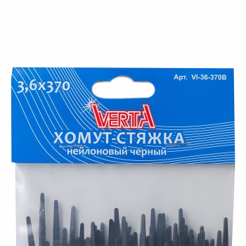 Хомут-стяжка 3,6х370мм нейлоновый черный VERTA Хомут-стяжка 3,6х370мм нейлоновый черный VERTA