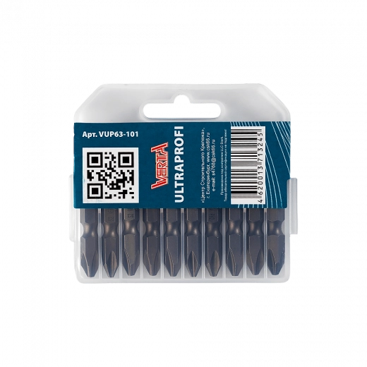 Биты двуxсторонние Ph2х50мм (10шт) ULTRAPROFI VERTA