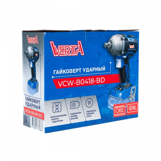 Гайковерт ударный аккумуляторный VCW-B0418-BD VERTA