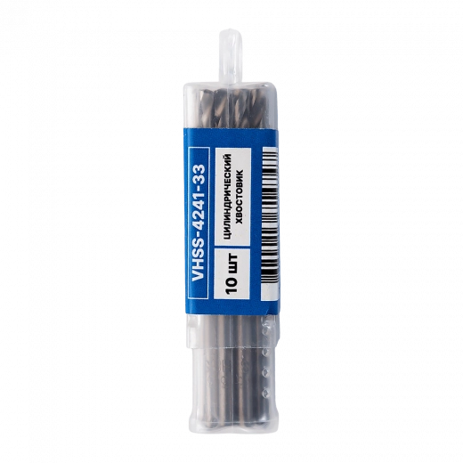 Сверло по металлу с цилиндрическим хвостовиком  3,3мм (10шт) VERTA Сверло по металлу с цилиндрическим хвостовиком  3,3мм (10шт) VERTA