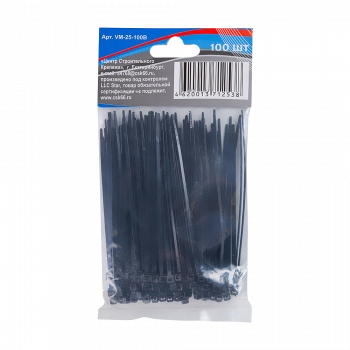 Хомут-стяжка 2,5х100мм нейлоновый черный VERTA Хомут-стяжка 2,5х100мм нейлоновый черный VERTA