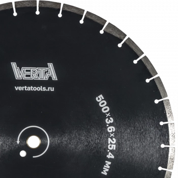 Диск алмазный 500x3,6x25,4мм по асфальту сегментный влажный рез Asphalt Pro VERTA