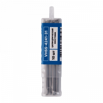 Сверло по металлу с цилиндрическим хвостовиком  3,1мм (10шт) VERTA Сверло по металлу с цилиндрическим хвостовиком  3,1мм (10шт) VERTA