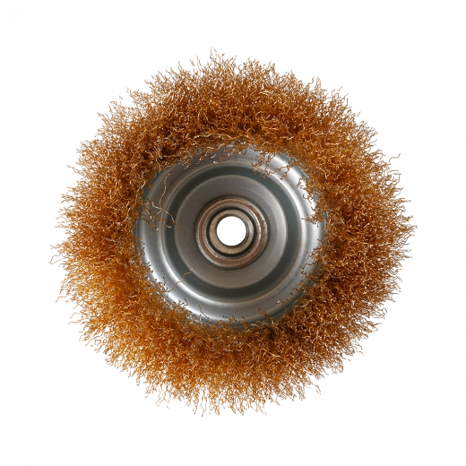 Щетка металлическая для УШМ 125мм/М14 чашка латунная витая проволока VERTA Щетка металлическая для УШМ 125мм/М14 чашка латунная витая проволока VERTA
