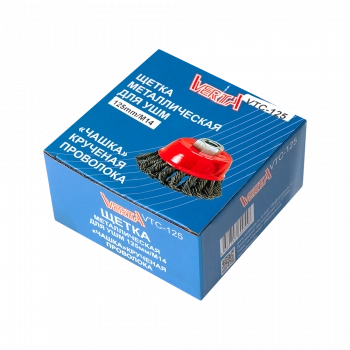 Щетка металлическая для УШМ 125мм/М14 чашка крученая проволока VERTA Щетка металлическая для УШМ 125мм/М14 чашка крученая проволока VERTA