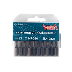 Биты SL4,0х25мм (20шт) ULTRAPROFI VERTA