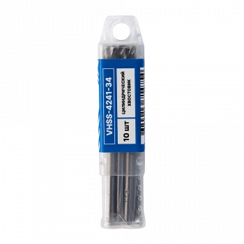 Сверло по металлу с цилиндрическим хвостовиком  3,4мм (10шт) VERTA Сверло по металлу с цилиндрическим хвостовиком  3,4мм (10шт) VERTA