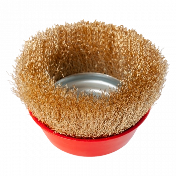 Щетка металлическая для УШМ 125мм/М14 чашка латунная витая проволока VERTA