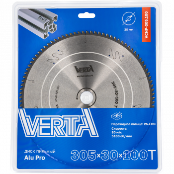 Диск пильный по алюминию 305x30/25,4х3.0/2.2x100T Alu Pro VERTA