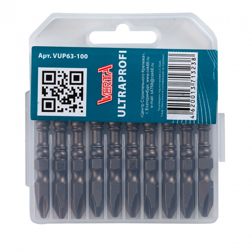 Биты двуxсторонние Ph2х65мм антивибрационные (10шт) ULTRAPROFI VERTA