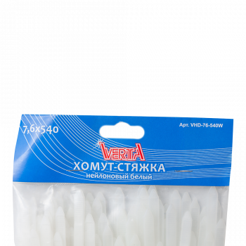 Хомут-стяжка 7,6х540мм нейлоновый белый VERTA