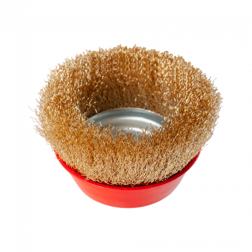 Щетка металлическая для УШМ 125мм/М14 чашка латунная витая проволока VERTA