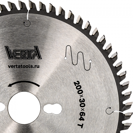 Диск пильный по ламинату и МДФ 200x30/20х3.2/2.2x64T MDF Pro VERTA