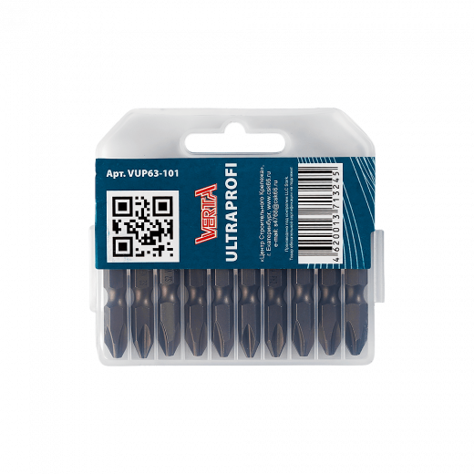 Биты двуxсторонние Ph2х50мм (10шт) ULTRAPROFI VERTA