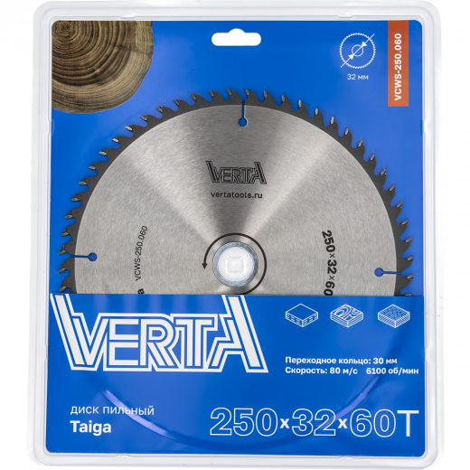 Диск пильный по дереву 190х30/20х2.2/1.4х48Т Taiga VERTA