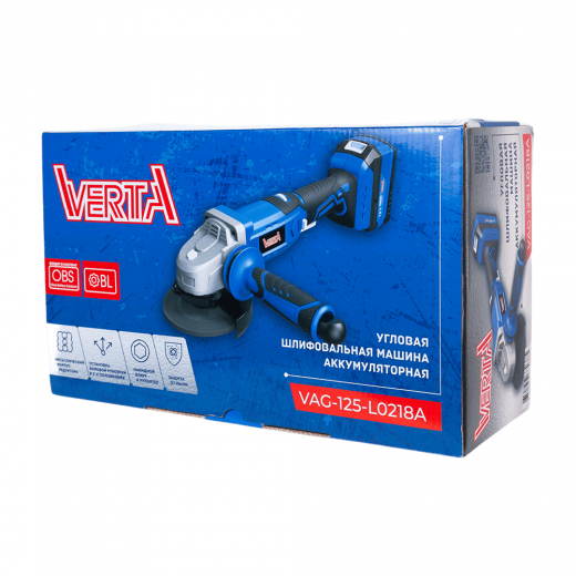Угловая шлифмашина аккумуляторная (УШМ) VAG-L0218A VERTA
