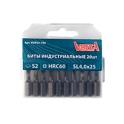 Биты SL4,0х25мм (20шт) ULTRAPROFI VERTA