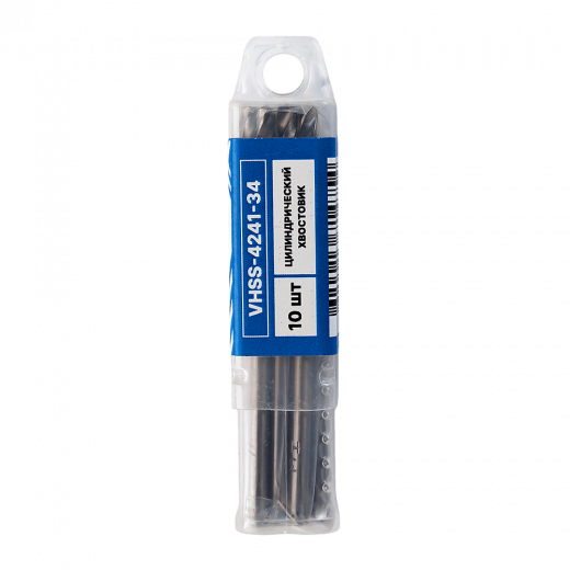 Сверло по металлу с цилиндрическим хвостовиком  3,4мм (10шт) VERTA